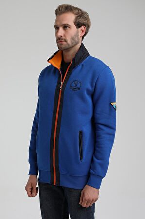 New World Polo Dik Yaka Saks Slim Fit Fermuarlı Sweatshirt 22FWM64038