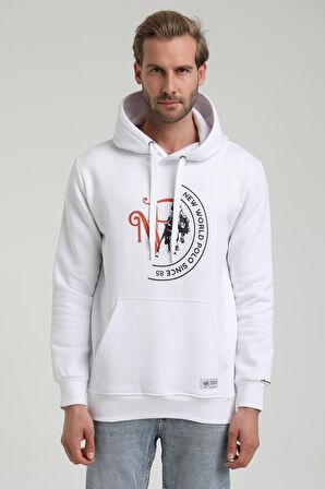 Kapüşonlu Beyaz Slim Fit Sweatshirt 22FWM64030