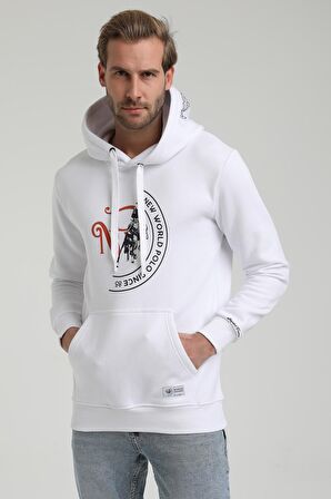 Kapüşonlu Beyaz Slim Fit Sweatshirt 22FWM64030