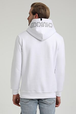 Kapüşonlu Beyaz Slim Fit Sweatshirt 22FWM64030