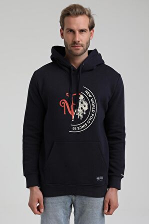 Kapüşonlu Lacivert Slim Fit Sweatshirt 22FWM64030