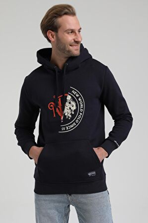 Kapüşonlu Lacivert Slim Fit Sweatshirt 22FWM64030
