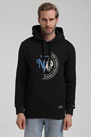 Kapüşonlu Siyah Slim Fit Sweatshirt 22FWM64030