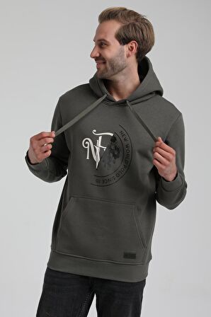 Kapüşonlu Haki Slim Fit Sweatshirt 22FWM64030