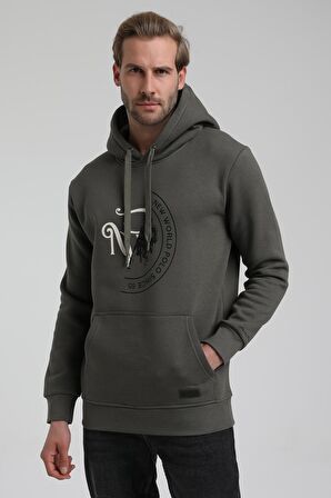 Kapüşonlu Haki Slim Fit Sweatshirt 22FWM64030