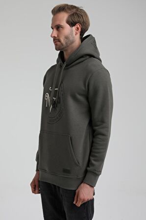Kapüşonlu Haki Slim Fit Sweatshirt 22FWM64030