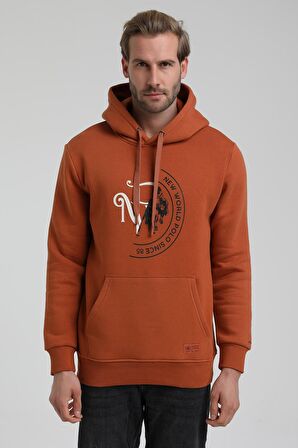 Kapüşonlu Kiremit Slim Fit Sweatshirt 22FWM64030