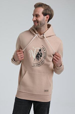 Kapüşonlu Bej Slim Fit Sweatshirt 22FWM64030