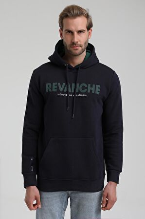 New World Polo Kapüşonlu Lacivert Slim Fit Sweatshirt 22FWM64031