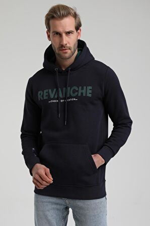 New World Polo Kapüşonlu Lacivert Slim Fit Sweatshirt 22FWM64031