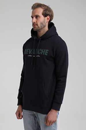 New World Polo Kapüşonlu Lacivert Slim Fit Sweatshirt 22FWM64031