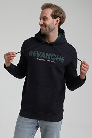 Kapüşonlu Lacivert Slim Fit Sweatshirt 22FWM64031