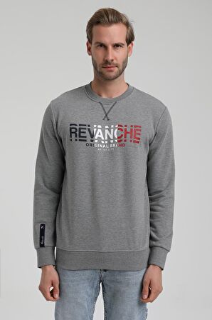 Bisiklet Yaka Gri Slim Fit Sweatshirt 22FWM60123