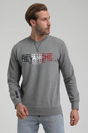 Bisiklet Yaka Gri Slim Fit Sweatshirt 22FWM60123