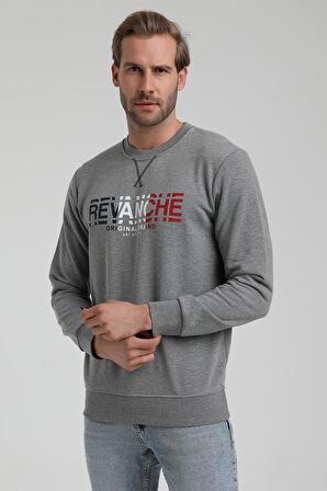 Bisiklet Yaka Gri Slim Fit Sweatshirt 22FWM60123
