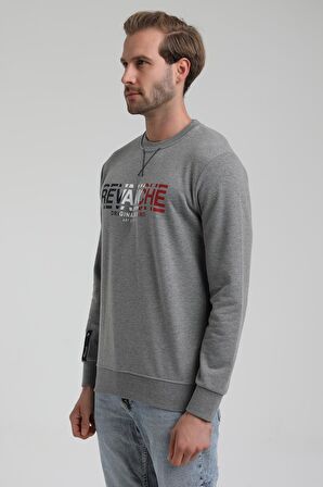 Bisiklet Yaka Gri Slim Fit Sweatshirt 22FWM60123