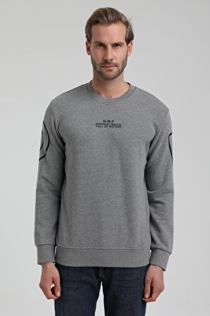 Bisiklet Yaka Gri Slim Fit Sweatshirt 22FWM60126