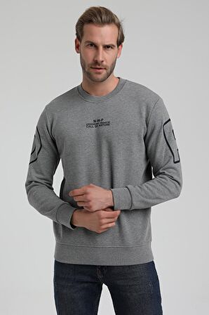 Bisiklet Yaka Gri Slim Fit Sweatshirt 22FWM60126