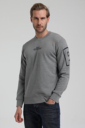 Bisiklet Yaka Gri Slim Fit Sweatshirt 22FWM60126