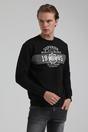 Bisiklet Yaka Siyah Regular Sweatshirt 22FWM60134