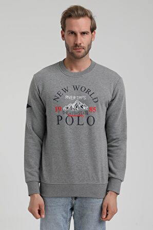 Bisiklet Yaka Gri Slim Fit Sweatshirt 22FWM60133