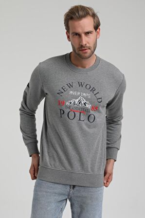 Bisiklet Yaka Gri Slim Fit Sweatshirt 22FWM60133