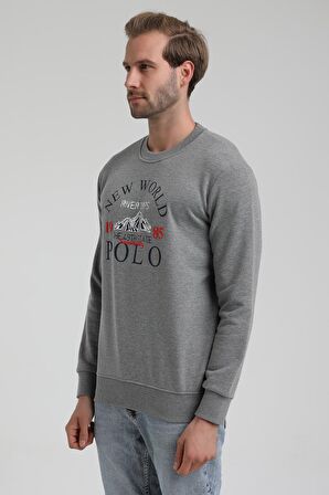 Bisiklet Yaka Gri Slim Fit Sweatshirt 22FWM60133