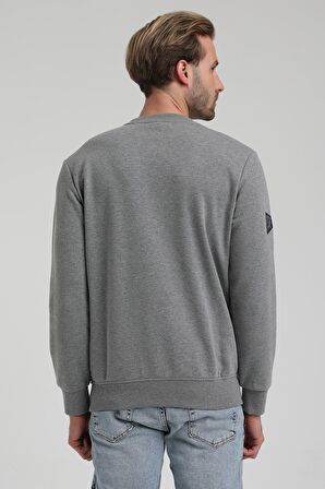 Bisiklet Yaka Gri Slim Fit Sweatshirt 22FWM60133