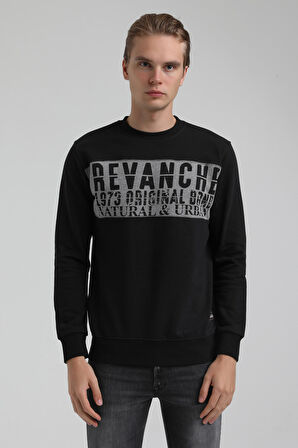 Bisiklet Yaka Siyah Slim Fit Sweatshirt 22FWM60130