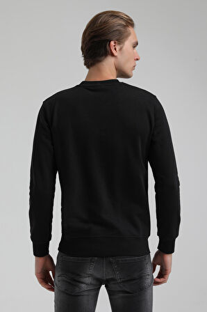 Bisiklet Yaka Siyah Slim Fit Sweatshirt 22FWM60130