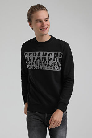 Bisiklet Yaka Siyah Slim Fit Sweatshirt 22FWM60130