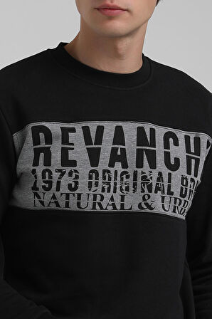 Bisiklet Yaka Siyah Slim Fit Sweatshirt 22FWM60130