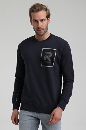 Bisiklet Yaka Lacivert Slim Fit Sweatshirt 22FWM60119