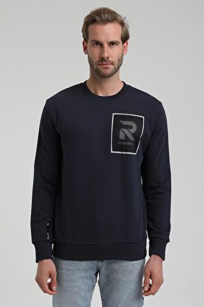 Bisiklet Yaka Lacivert Slim Fit Sweatshirt 22FWM60119