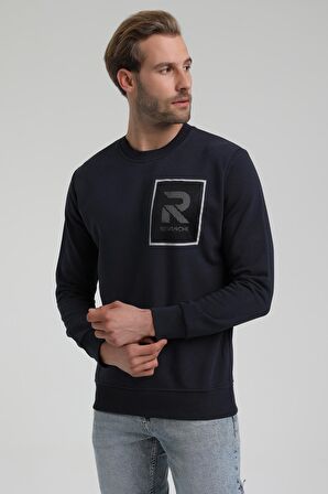Bisiklet Yaka Lacivert Slim Fit Sweatshirt 22FWM60119