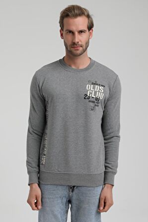 Bisiklet Yaka Gri Slim Fit Sweatshirt 22FWM60122