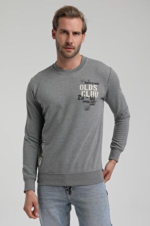 Bisiklet Yaka Gri Slim Fit Sweatshirt 22FWM60122