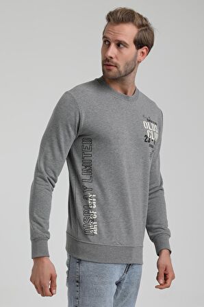 Bisiklet Yaka Gri Slim Fit Sweatshirt 22FWM60122