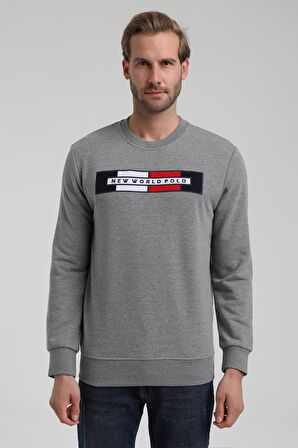 Bisiklet Yaka Gri Slim Fit Sweatshirt 22FWM60124