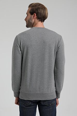 Bisiklet Yaka Gri Slim Fit Sweatshirt 22FWM60124
