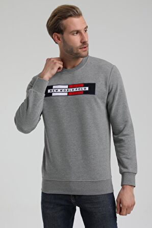 Bisiklet Yaka Gri Slim Fit Sweatshirt 22FWM60124