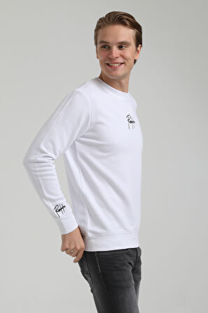 Bisiklet Yaka Beyaz Regular Sweatshirt 22FWM60129