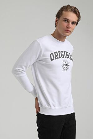 Bisiklet Yaka Beyaz Regular Sweatshirt 22FWM60132