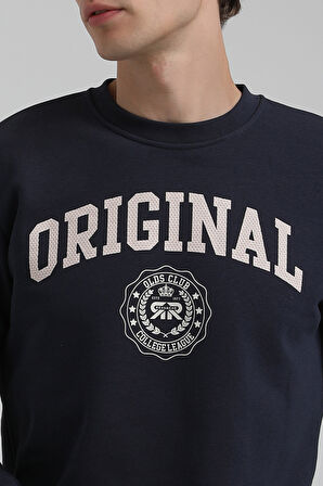 Bisiklet Yaka Lacivert Regular Sweatshirt 22FWM60132