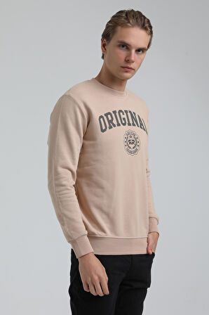 Bisiklet Yaka Bej Regular Sweatshirt 22FWM60132
