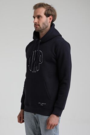 Kapüşonlu Lacivert Slim Fit Sweatshirt 22FWM64037
