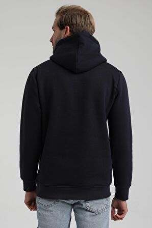 Kapüşonlu Lacivert Slim Fit Sweatshirt 22FWM64037