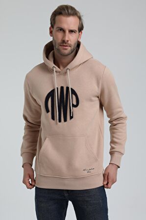Kapüşonlu Bej Slim Fit Sweatshirt 22FWM64037