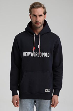 Kapüşonlu Lacivert Slim Fit Sweatshirt 22FWM64032