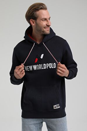 Kapüşonlu Lacivert Slim Fit Sweatshirt 22FWM64032